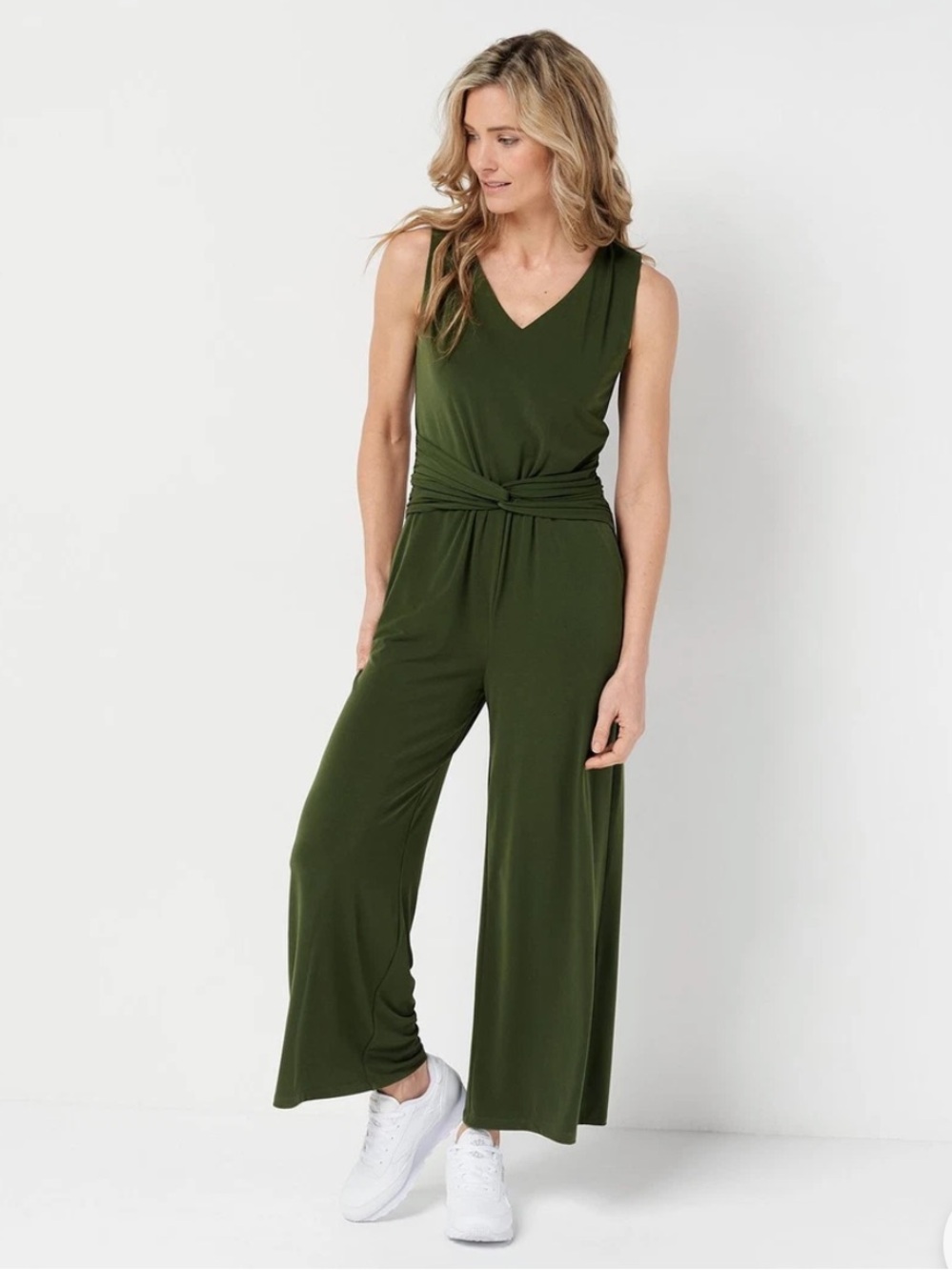 Jason Wu Olive Green Knot-Front Sleeveless Jumpsuit